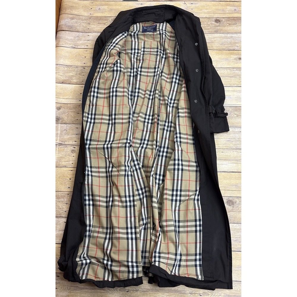 Burberry Trench Coat Women Vintage Wool Dark Brown Size 14 X-Long - Picture 4 of 16